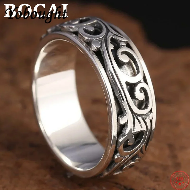 Bocai Sterling Silver S925 Rings 2023 Fashion Classic Eternal Vine Pattern Girevole Argentum Jewelry Per Uomo Donna