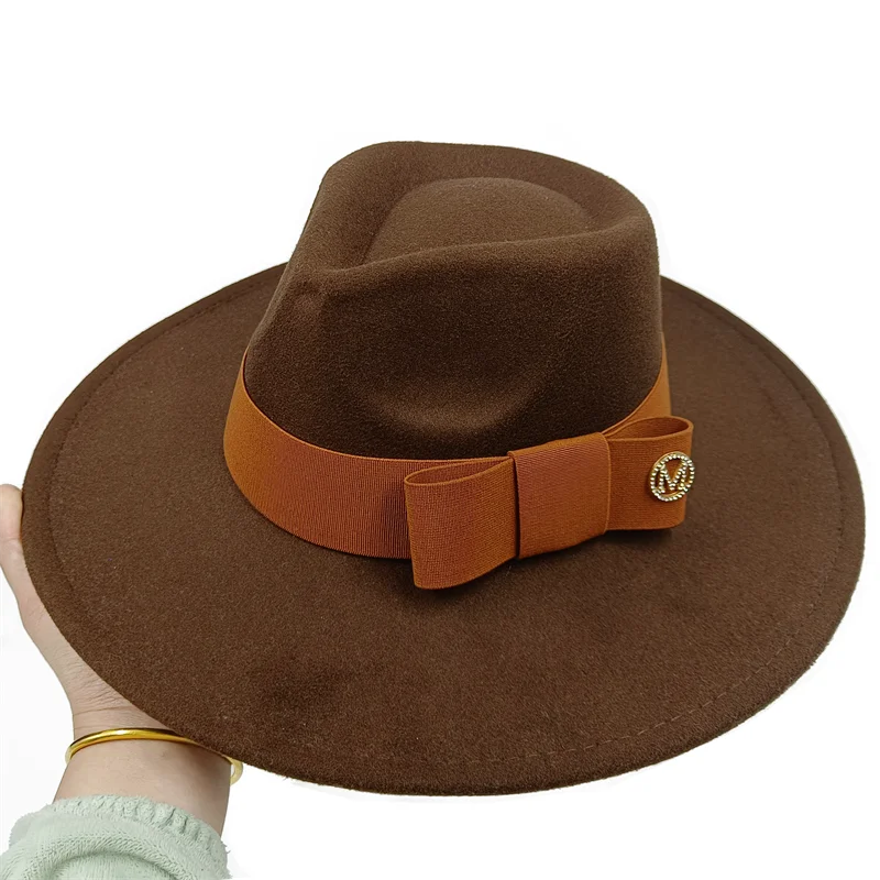 Bowknot Fedora New M 2023 New Monocromatic Fashion Spring Unisex Jazz Hat Fedora Primavera E Autunno Hat Gorras