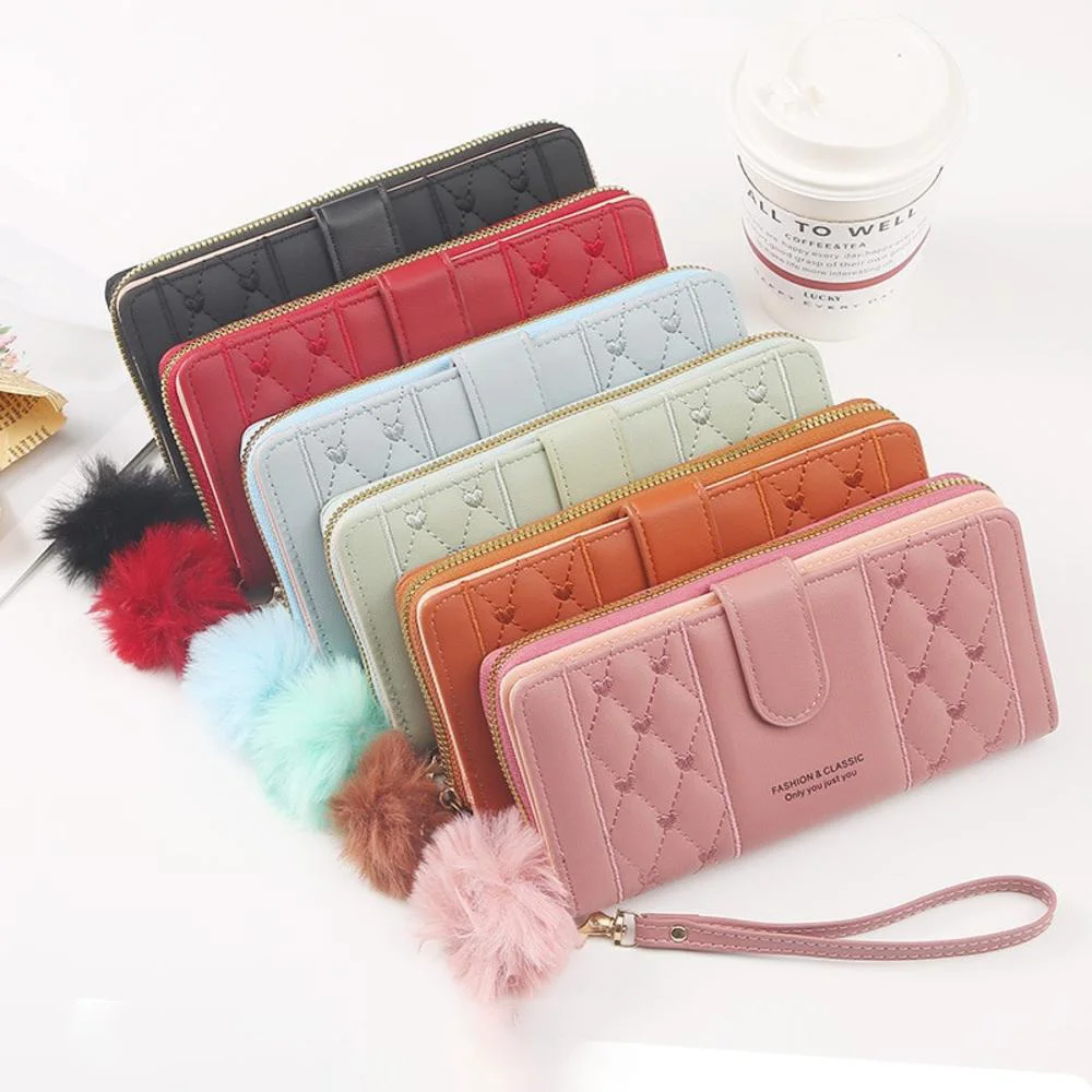 2023 New Pu Zipper Small Wallet Women'S Long Multi Card Clip Small Design Sense Handheld Bag Portafoglio Per Studenti Versione Coreana