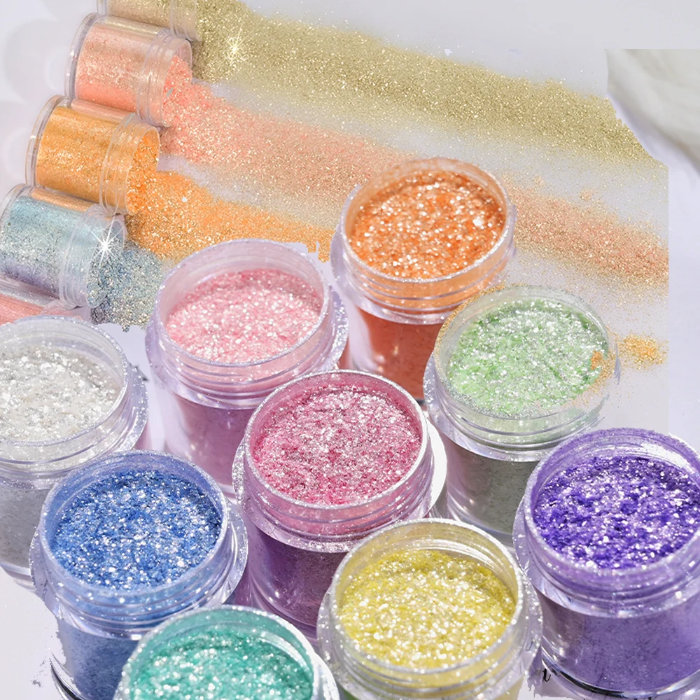 5/10G In Bottiglia Arcobaleno Shimmer Aurora Polvere Olografica Fai Da Te Aurora Glitter Polvere Polarized Opal Manicure Aurora Dust & * &