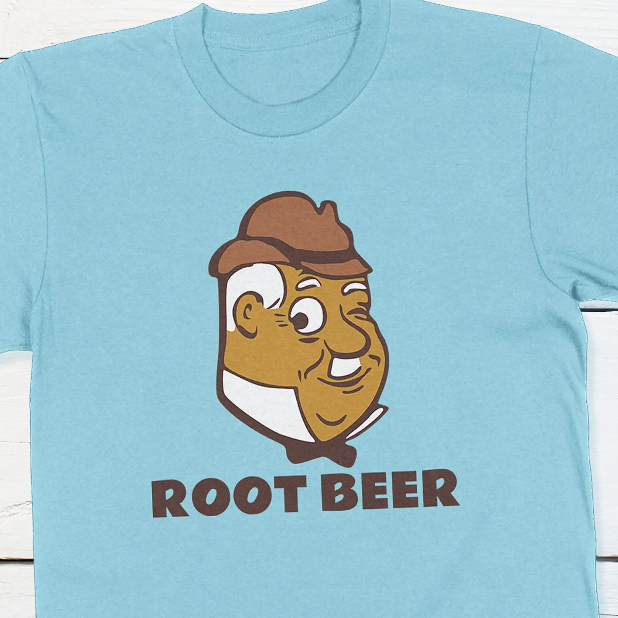 Tappo Di Bottiglia Vintage Nonno Graf Root Beer Image Soda Pop T Shirt Tabs Fifties Cartoon Man Retro Soft Drinks