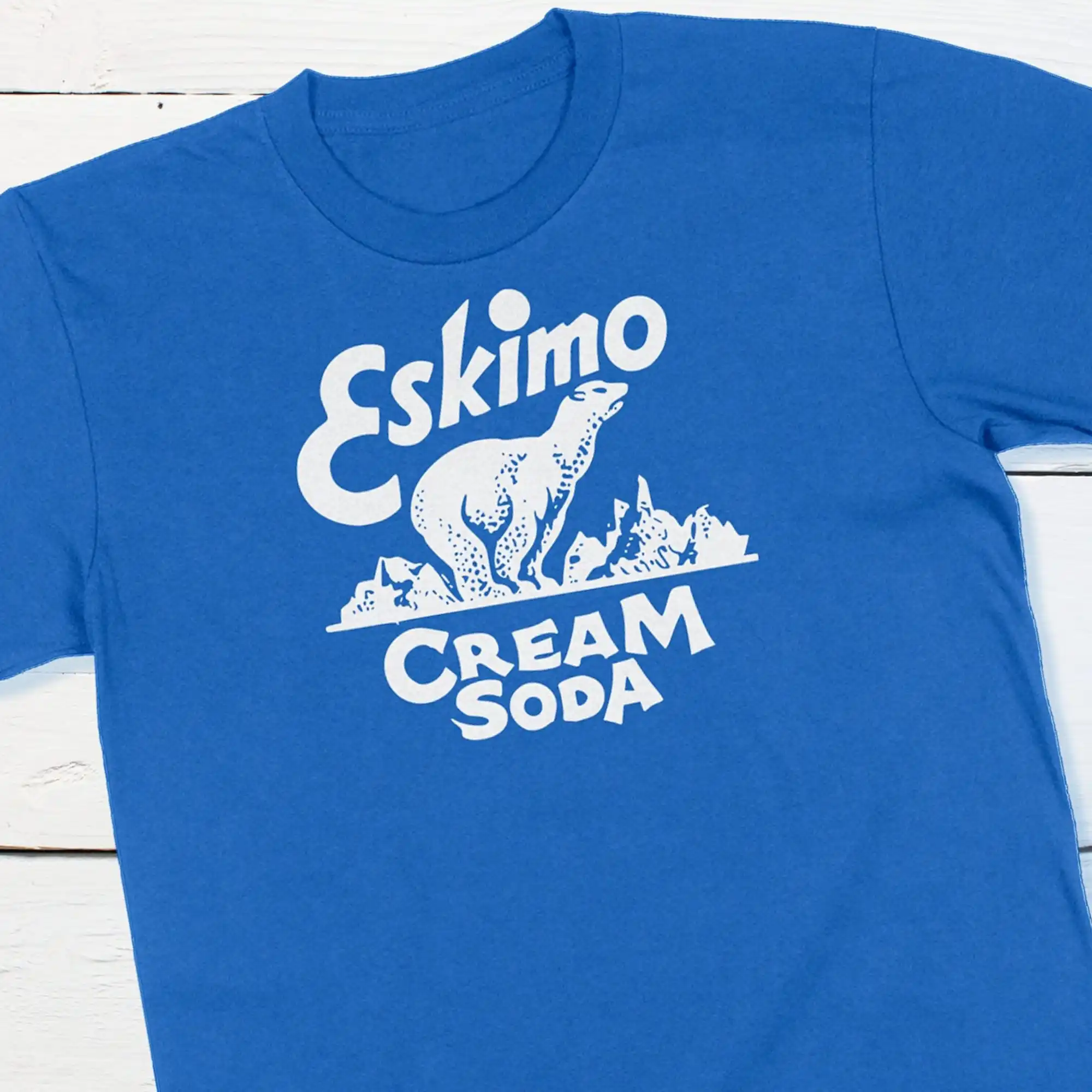 T-Shirt Con Tappo Di Bottiglia Retrò Eskimo Cream Soda Vintage Americana Pop Polar Bear Fifties Soft Drink