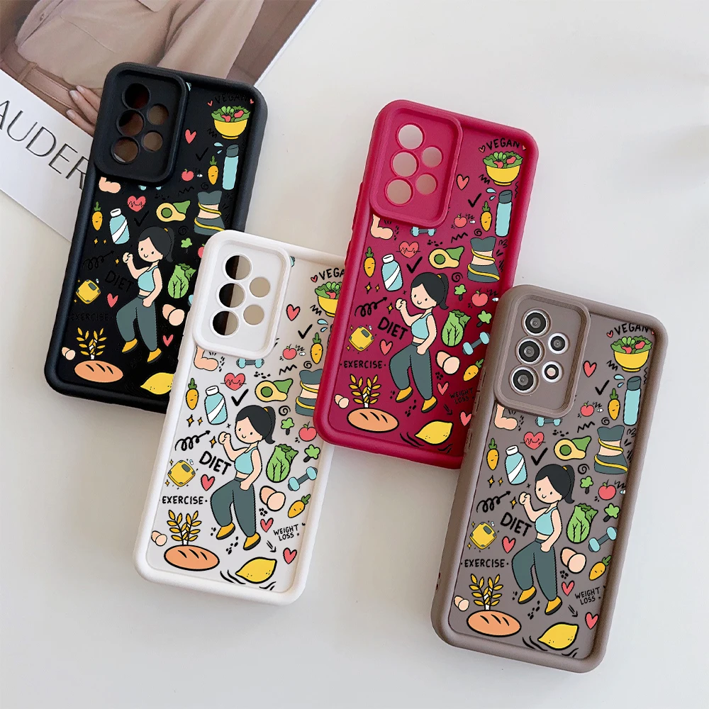 Cartoon Lazy Duck Sport Yoga Girl Phone Case Per Samsung S24 S23 S22 S21 S20 Fe Plus Ultra 5G Soft Silicone Tpu Cover Posteriore