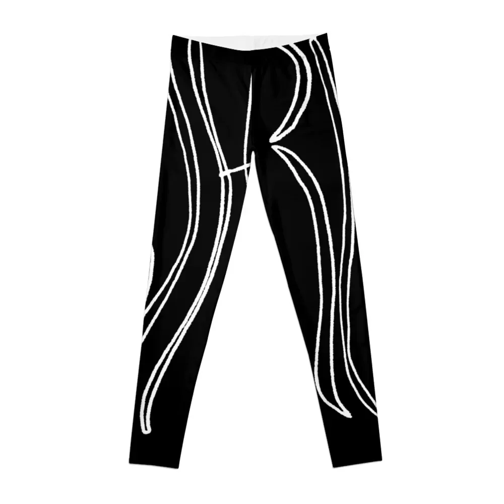Wavy Whrb White On Black Leggings Sport Tennis Per Ragazze Leggings Da Donna