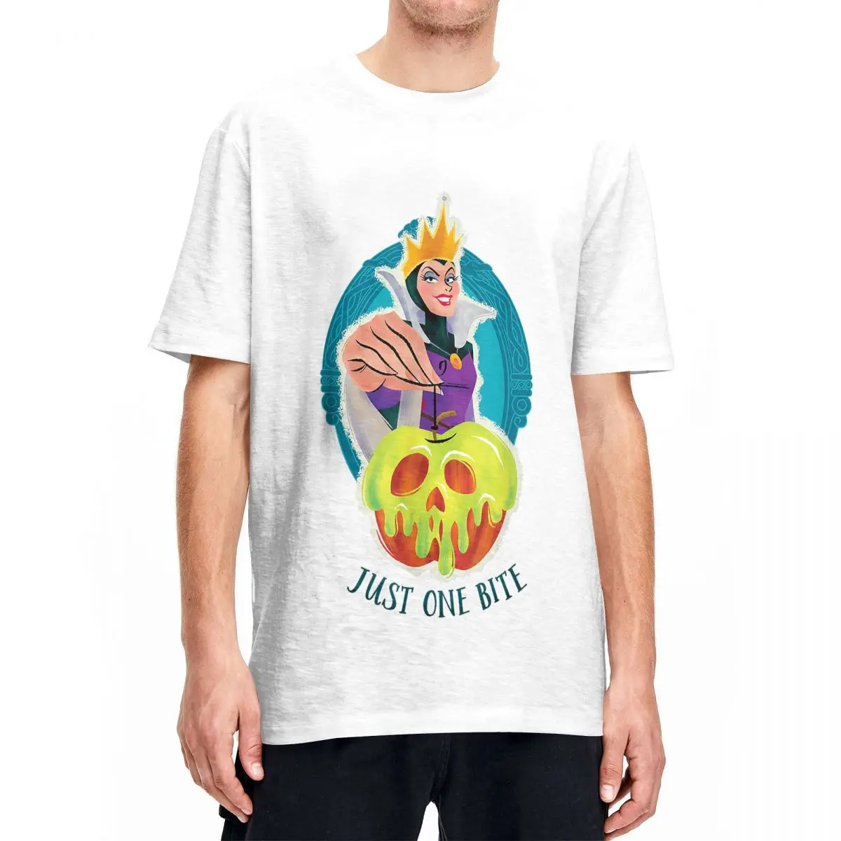 Maglietta Della Regina Del Male Dei Cattivi T-Shirt Da Uomo In Cotone 100% Da Donna Poison Apple Just One Bite Tee Shirt Abbigliamento Manica Corta Pl
