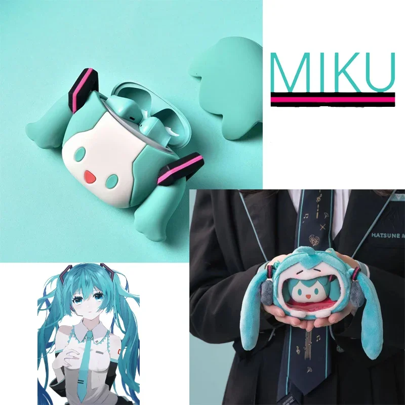 Hatsune Miku Bluetooth Headset Anime Cute Cartoon Blue Headphone Custodia Protettiva Super Battery Life Lunga Durata Durevole Nuovo