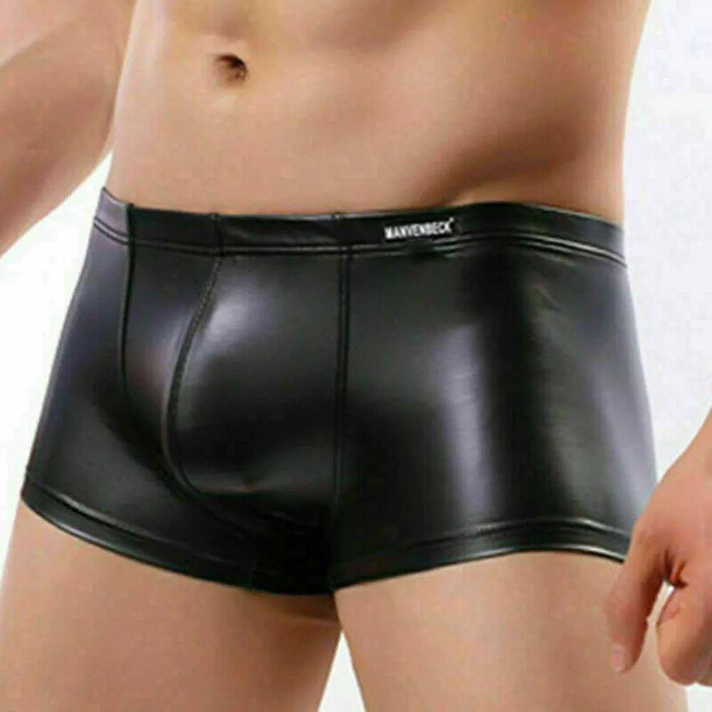 Boxer In Pelle Da Uomo Intimo Sexy Night Clubwear Mens Bugle Pouch Boxershort Latex Mutandine Cuecas Masculina Underpant