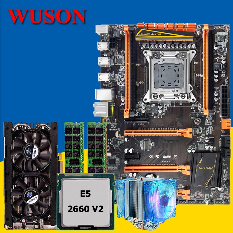 Huanan Deluxe X79 Scheda Madre Da Gioco Cpu Ram Combo Xeon E5 2660 V2 Con Cpu Cooler Ram 32G(2*16G) Ddr3 Recc Gtx760 4G Ddr5