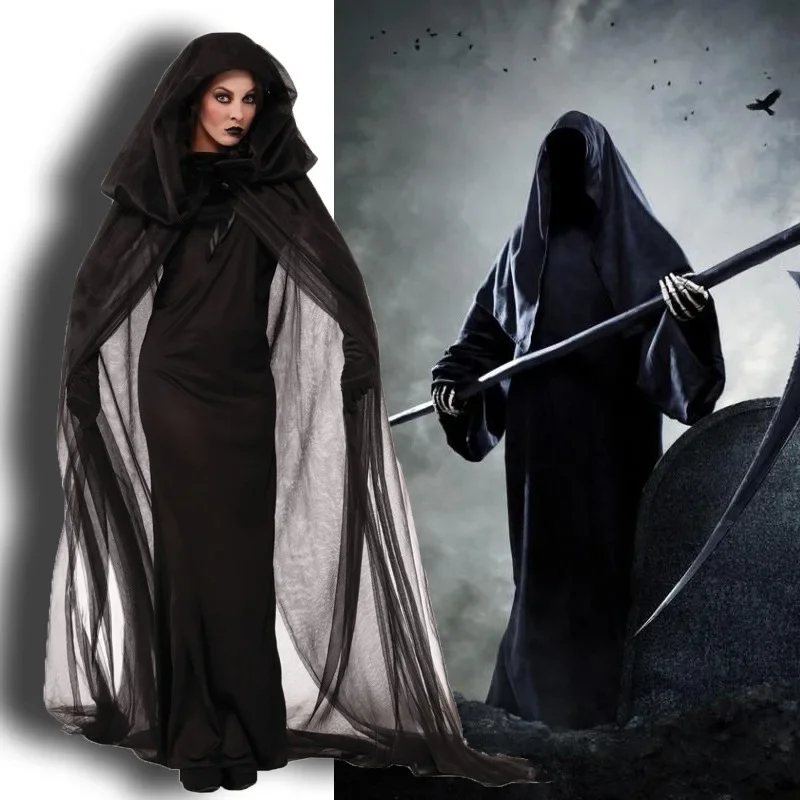 Halloween Women Ghost Specter Witches Death Robes Long Maxi Cosplay Fancy Dress Costumes