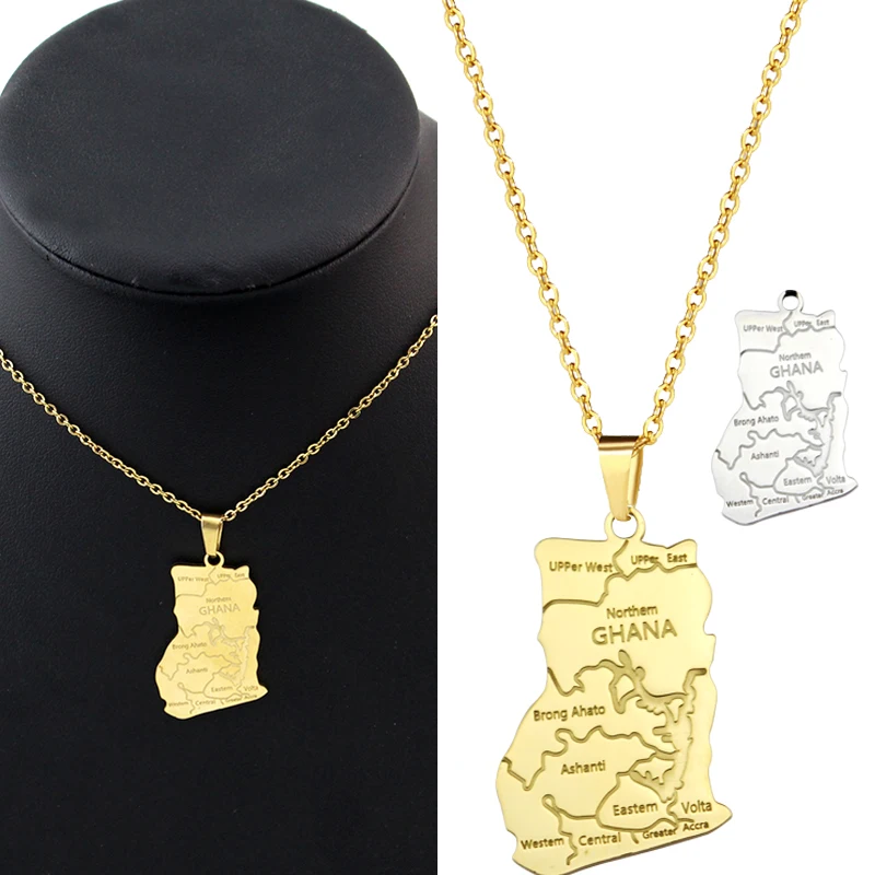 Ghana Country Map Collane Con Ciondolo Charm Gioielli Del Ghana Regali Per La Festa Nazionale Del Ghana Accessori Per Girocollo Con Catena A Onde