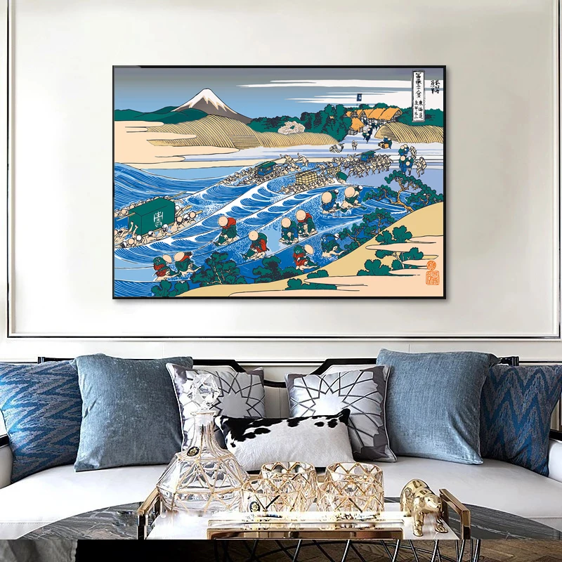 Wielka Fala W Kanagawie Art Canvas Painting Japanese Wave Wall Art Poster E Stampe Immagini Di Cartoni Animati Per La Decorazione Del Soggiorno