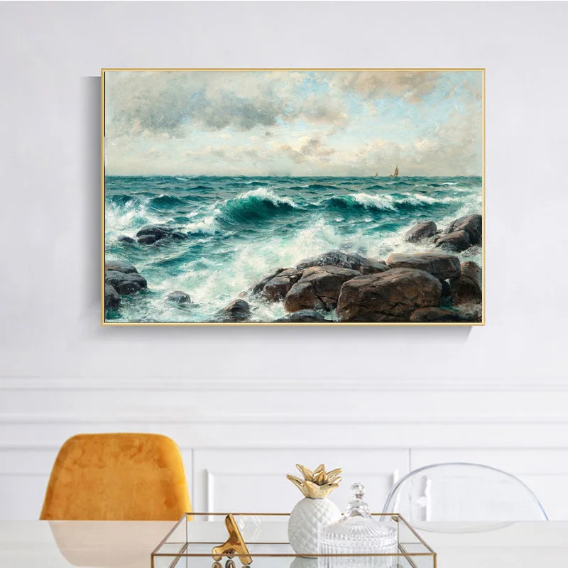 Waves Seascape Oil Poster Canvas Print Picture Pittura Decorativa Modern Home Living Room Camere Da Letto Art Wall Backgrond
