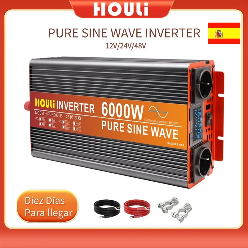Houli Inverter 12V 220 V Inverter Solare Sinusoidale Puro Inverter 12V 220 V Onda Pura Omvormer 12 Naar 220 Volt Europa Ac/Dc 24V