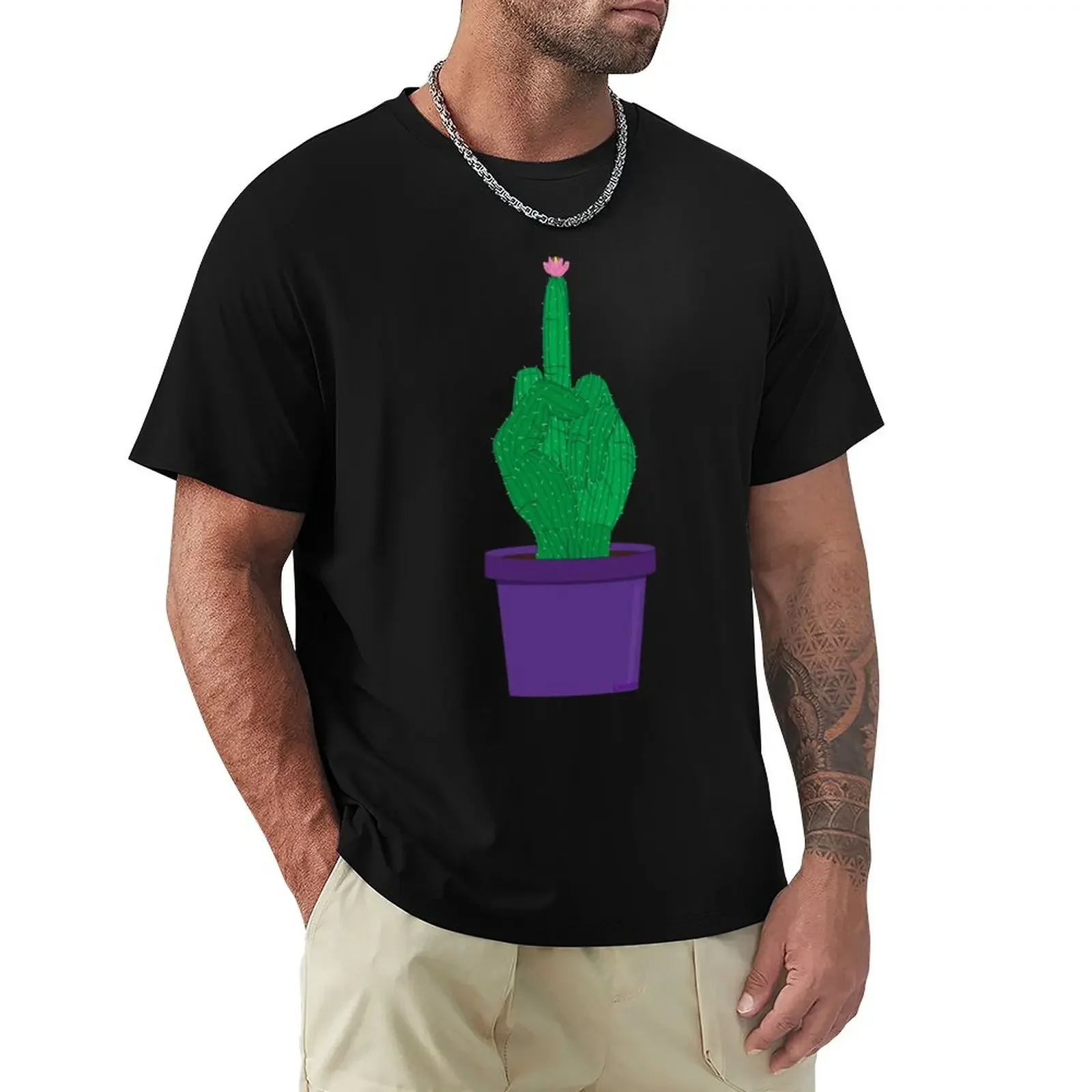 T-Shirt Cactus Dito Medio Grafica Estate Top Mens Champion Magliette