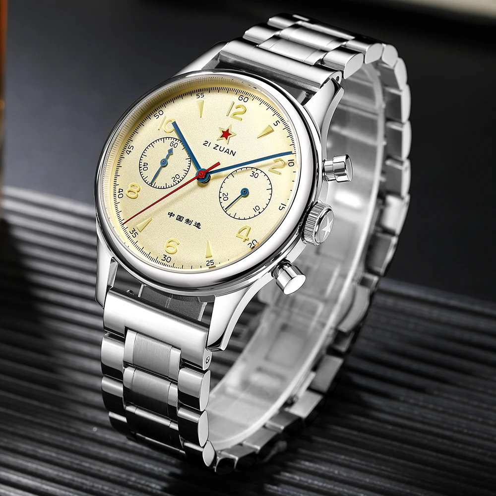 Red Star Cronografo Da Uomo 1963 Orologio Meccanico In Acciaio Inossidabile Seagull St1901 Movimento Maschile Air Force Aviation Sapphire Goose