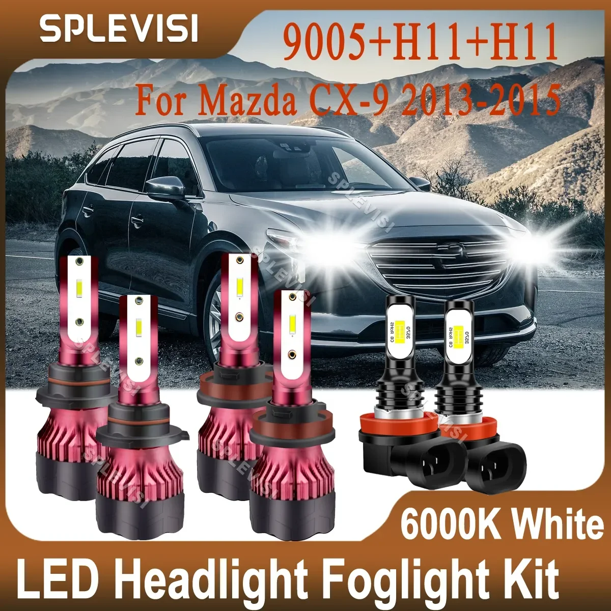 Play & Plug Led Headlight 9005 High H11 Low Beam H11 Foglight Kit Compatibile Per Mazda Cx-9 2013 2014 2015