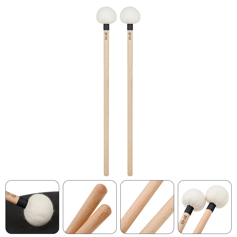 2 Pezzi Major Timpani Sticks Light Drum Bag Feltro Strumento A Percussione Professionale