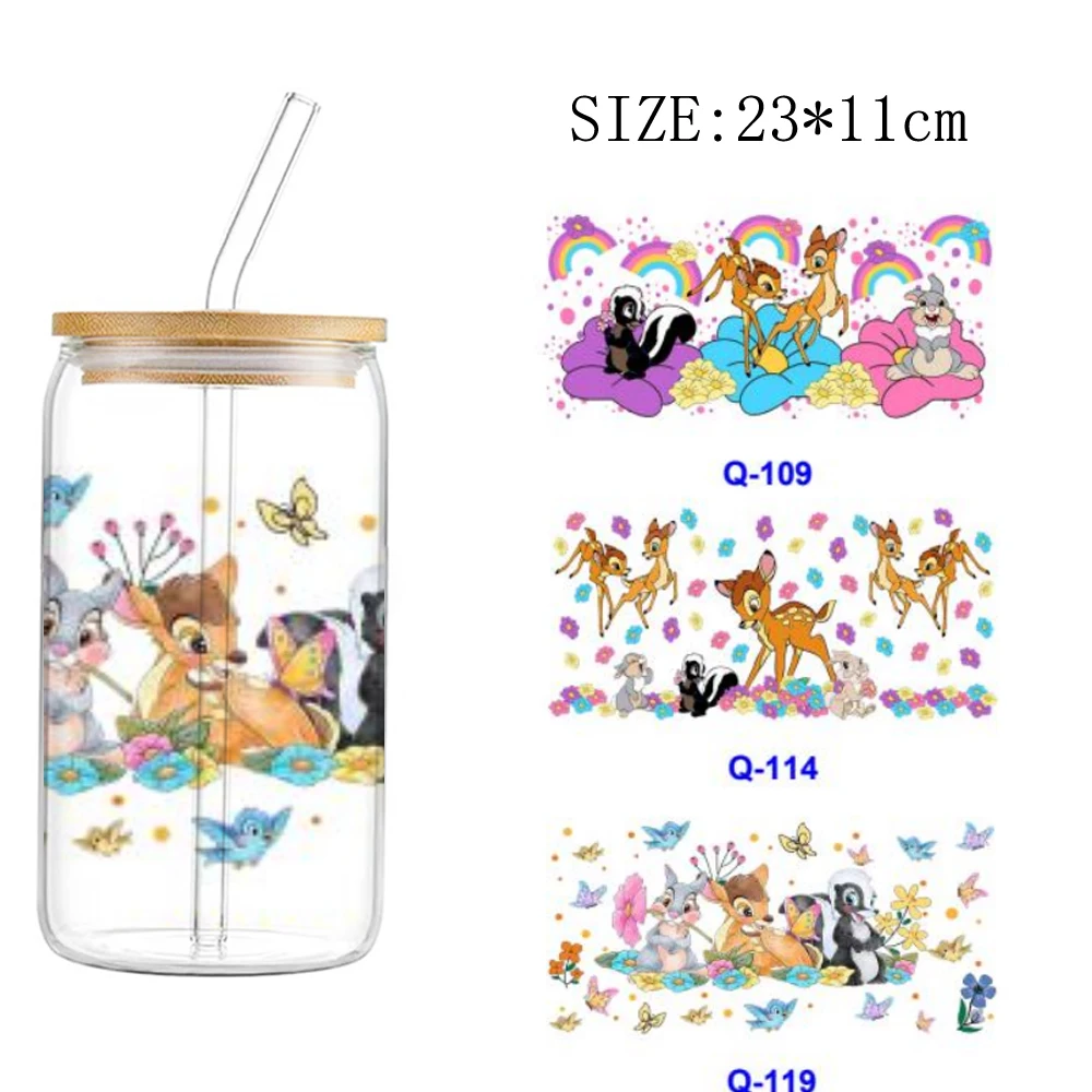 1 Pz Bambi Thumper Transfer Stickers Impermeabile Uv Dtf Cup Mug Wraps Sticker Fai Da Te 3D Wrap Decal Per 16Oz Glass