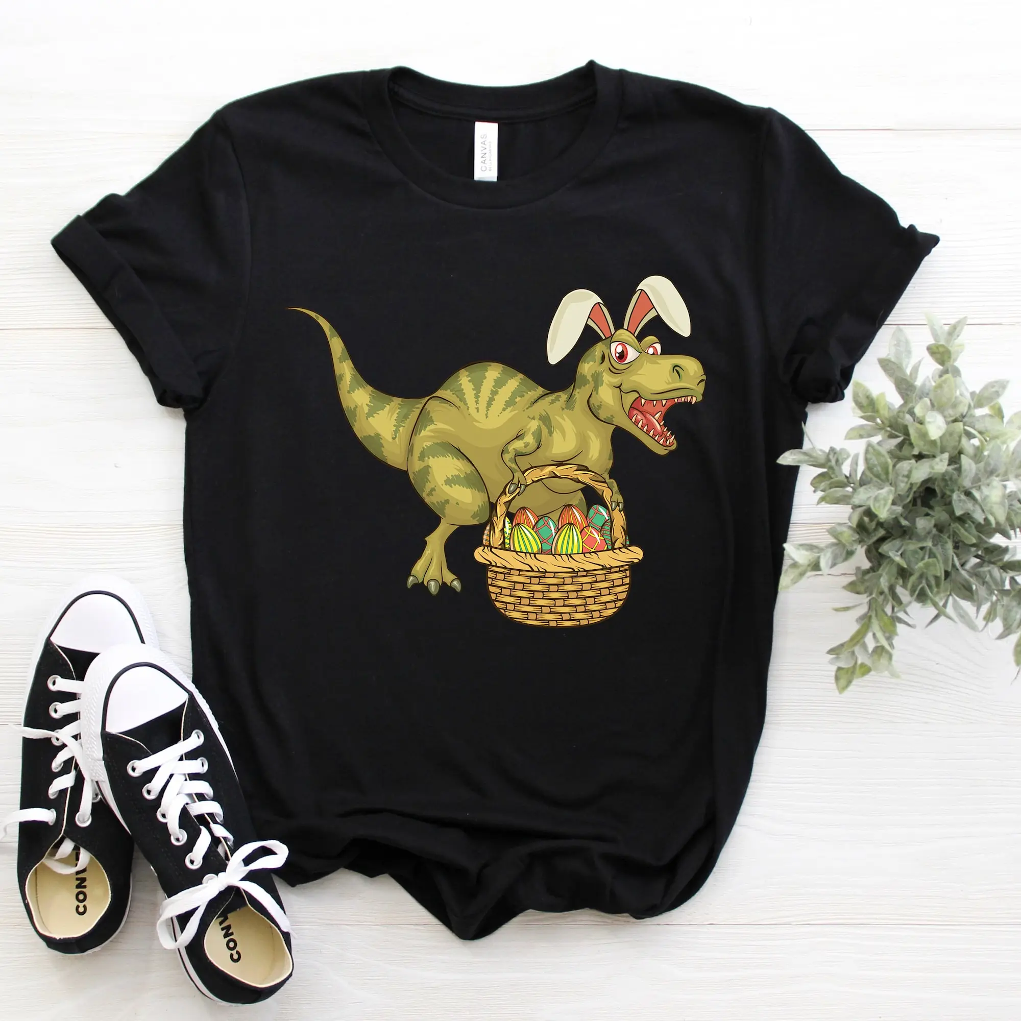 T Rex Dinosaur Easter Bunny Egg Happy Shirt Kids Womens Funny S