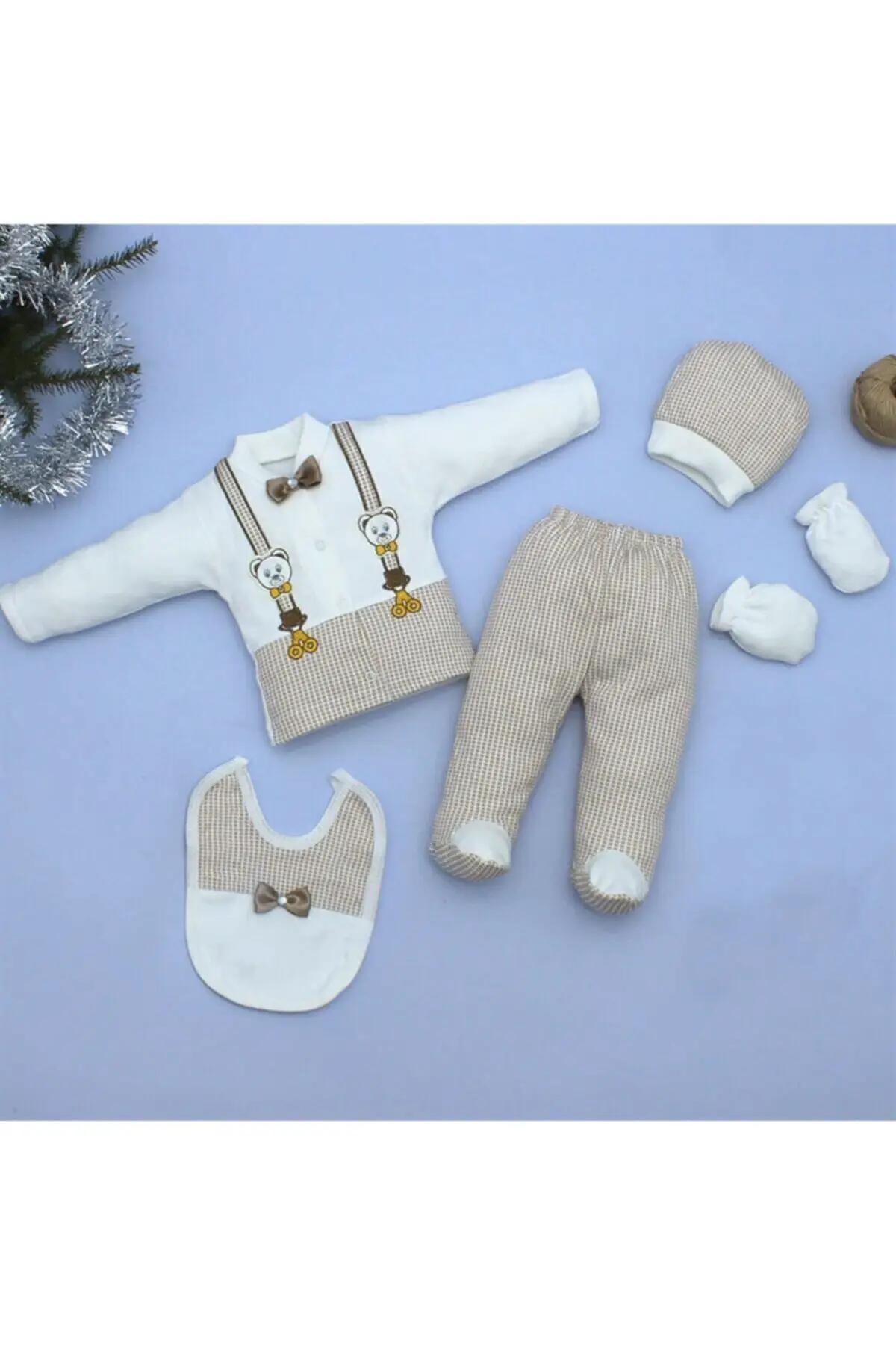 The Teddy Bears Brown Infant New Born Baby Boy Girl Set Di 5 Outfit 100% Cotone Naturale 4 Stagioni Cute Confortable Soft Clothing