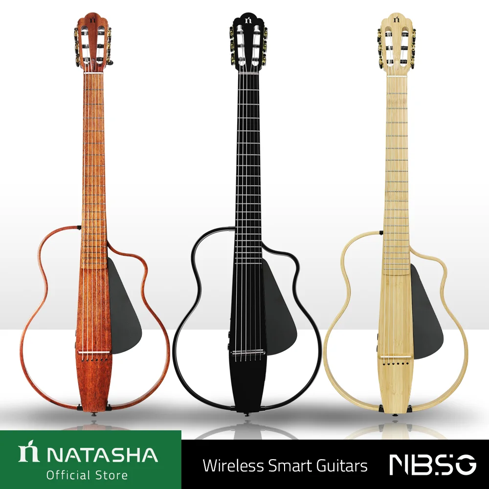 Natasha Nbsg Wireless Compact Travel Nylon Strings Silent Crossover Smart Guitar