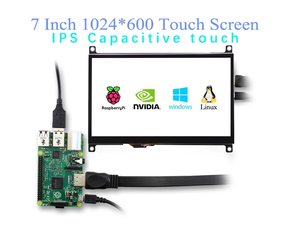 1024X600 Ips Portatile 7 Pollici Touch Display Hdmi Pannello Touch Screen Hdmi Display Lampone Lcd Monitor Fai Da Te Display Hd Monitor Pc