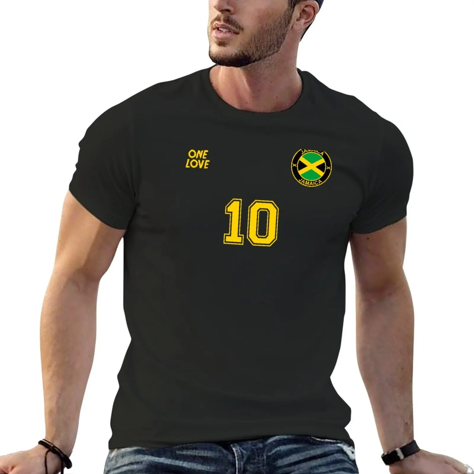 New Jamaica National Football Team Soccer Retro One Love Number 10 T-Shirt Camicie Graphic Tees Camicetta Abbigliamento Uomo