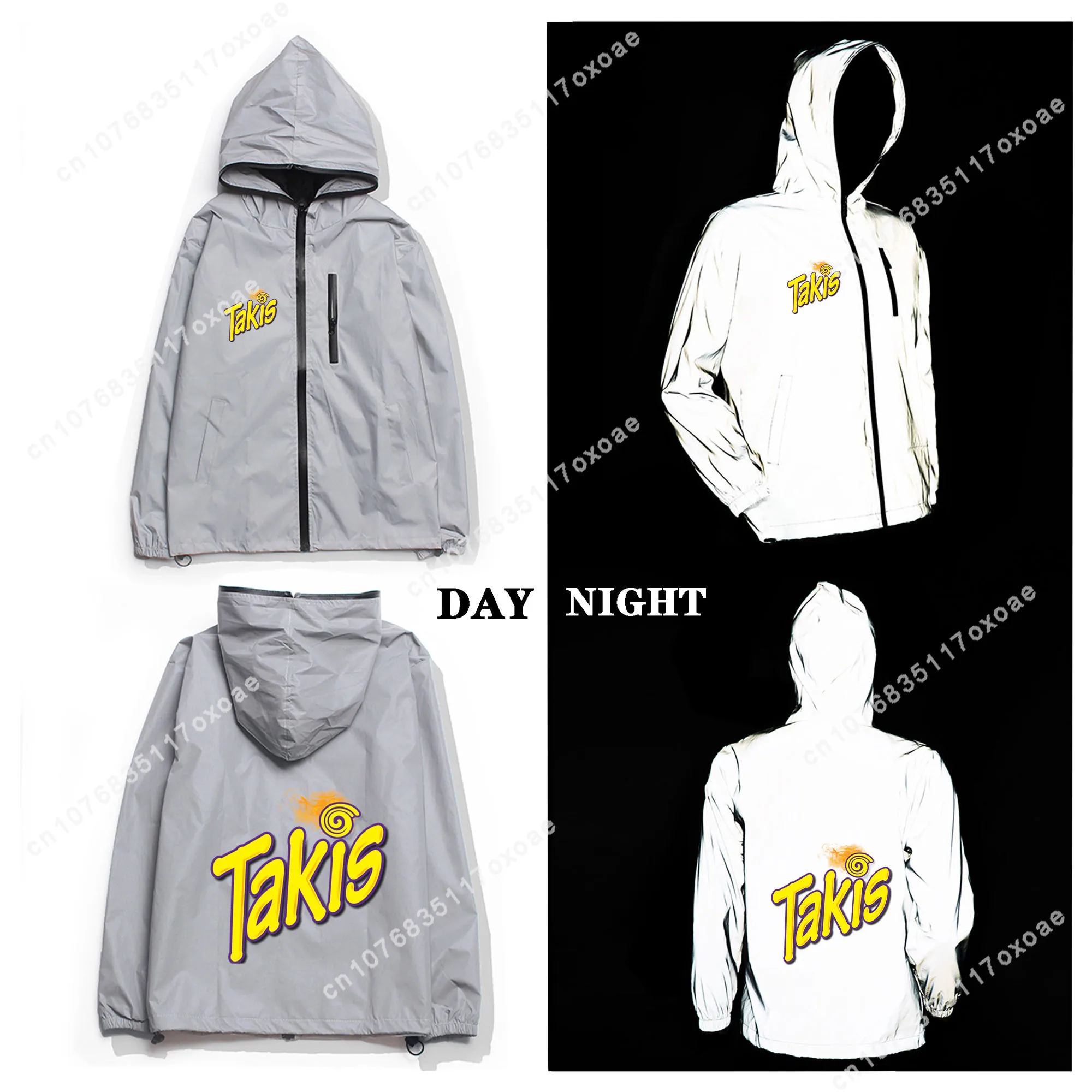 Funny Chips Taki Food Giacca Riflettente Uomo Donna Cappotto Giacca A Vento Con Cappuccio Giacche Da Corsa Ciclismo Escursionismo Cerniera Felpa Con C