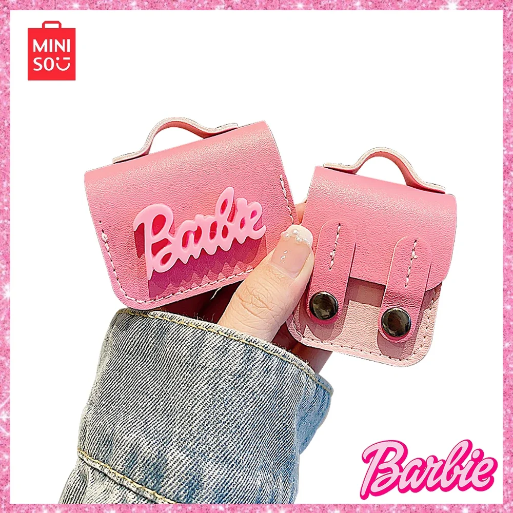 2024Miniso Barbie Cartoon Cute Pink Bag Airpods Muslim/2 Generation Wireless Bluetooth Headphone Generation Custodia Protettiva