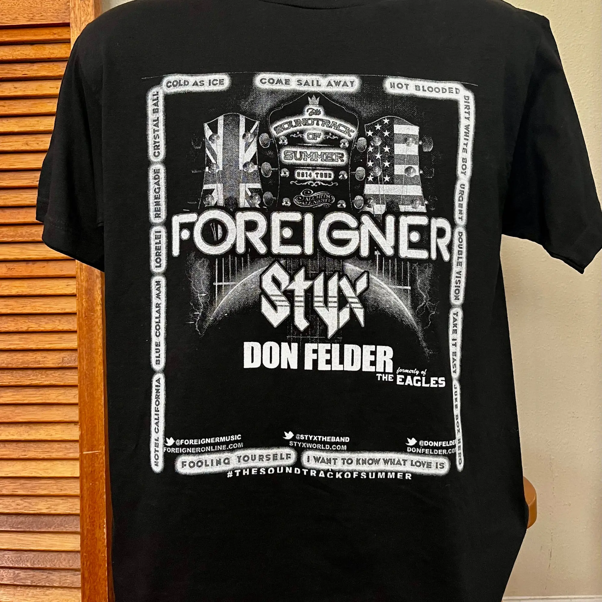 Autentica Maglietta Da Concerto 2014 Straniero Styx Don Felder