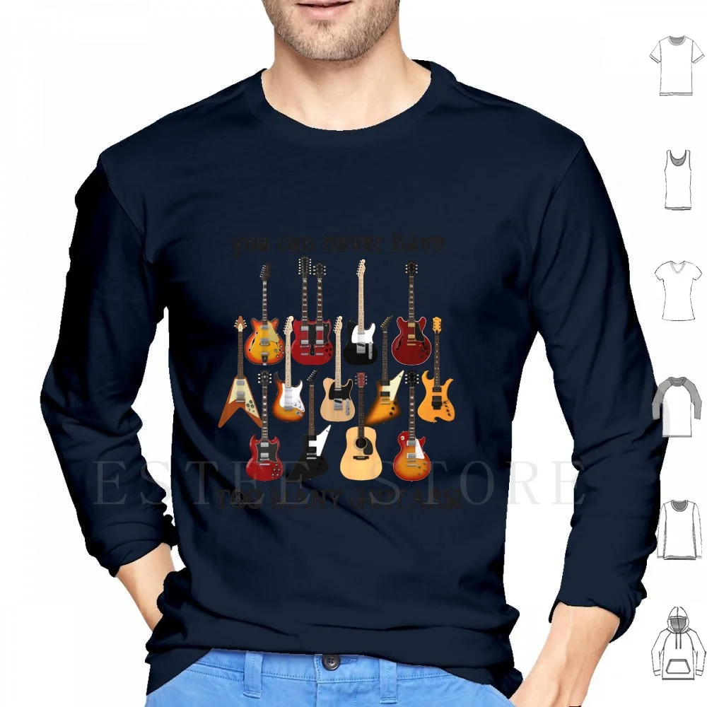 Molte Chitarre! Felpa Con Cappuccio Manica Lunga Molte Chitarre Stratocaster Elettrico Telecaster Explorer Flying V Hollow Bc Rich