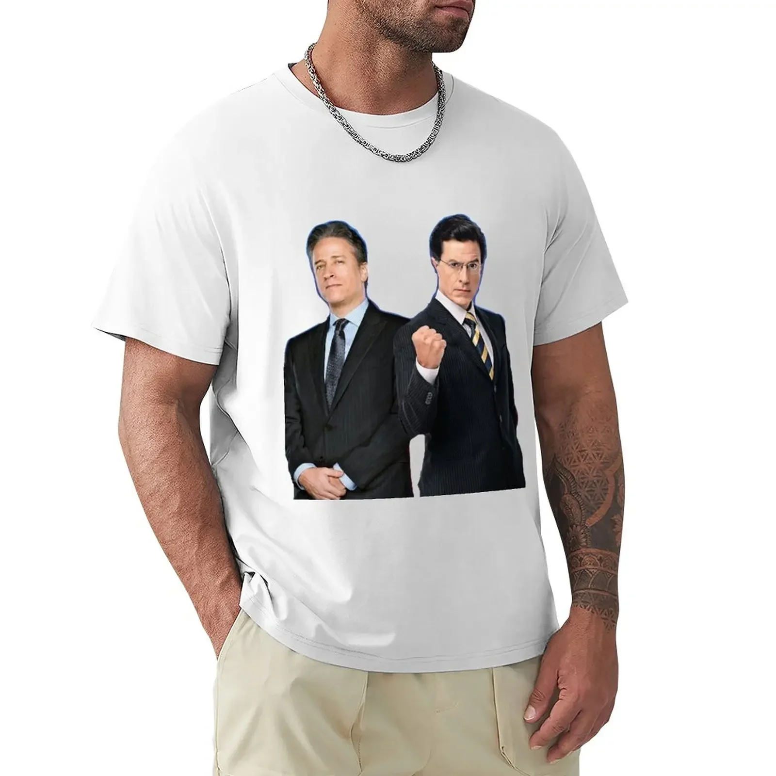 Jon Stewart - Stephen Colbert - The Daily Show - The Colbert Report T-Shirt Summer Top Hippie Clothes Abbigliamento Uomo
