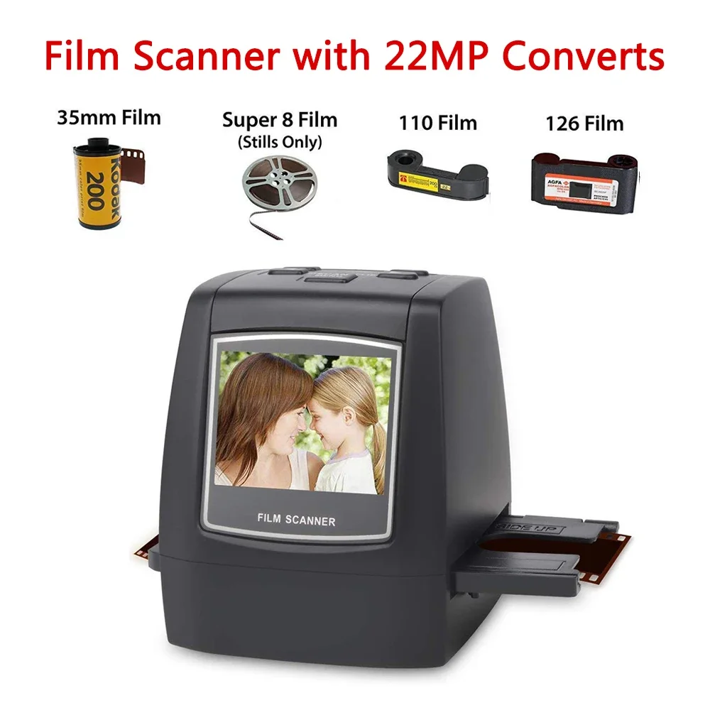 Scanner A Pellicola Con 22Mp Converte 126Kpk/135/110/Super 8 Film Diapositive Negativi Tutto In Uno In Foto Digitali, Schermo Lcd Da 2.4"