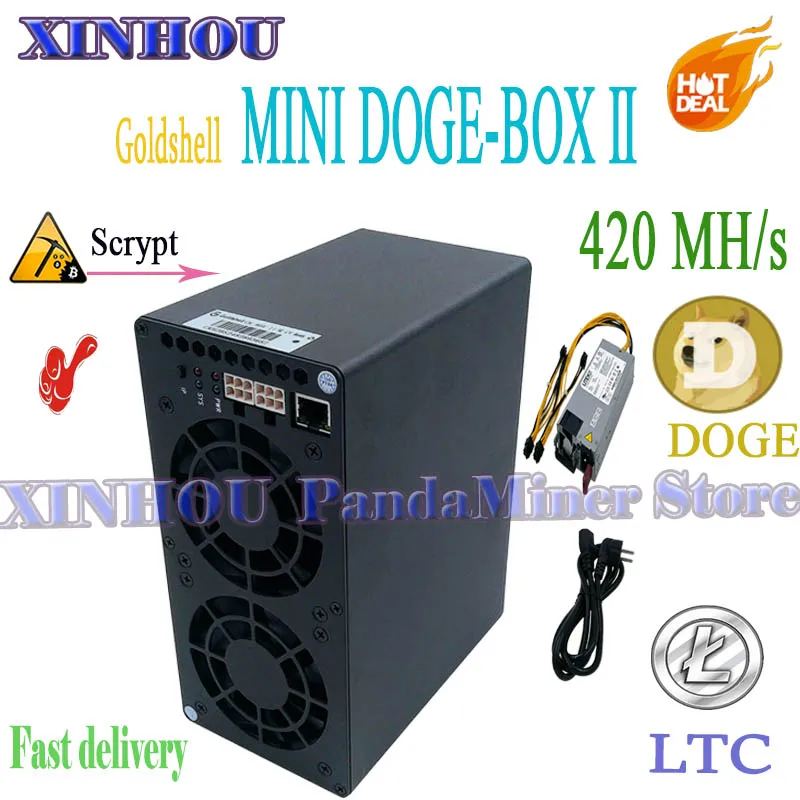 Nuovo Goldshell Mini Doge 2 Miner 420Mh/S Scrypt Litecoin Dogecoin Miner Buono Per La Casa Mining Miner Box Mini Doge-Box A Basso Rumore