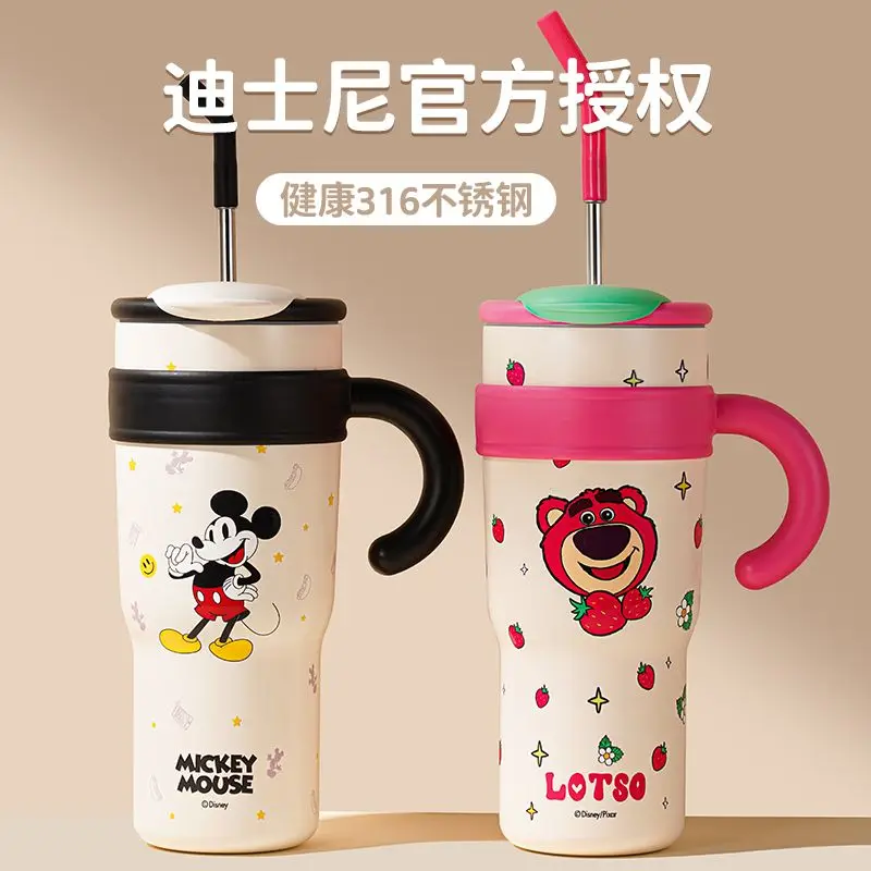 1200Ml Disney Mickey Mouse Thermos Bottiglia Paglia Tazza D'Acqua Thermos Bottiglia Kawaii In Acciaio Inox Grande Capacità Thermos Tazza Regalo