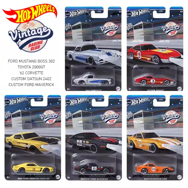 Original Hot Wheels Car Vintage Racing Club Ragazzi Giocattoli 1/64 Diecast Toyota 2000Gt Ford Mustang Boss Datsun 240Z Corvette Maverick