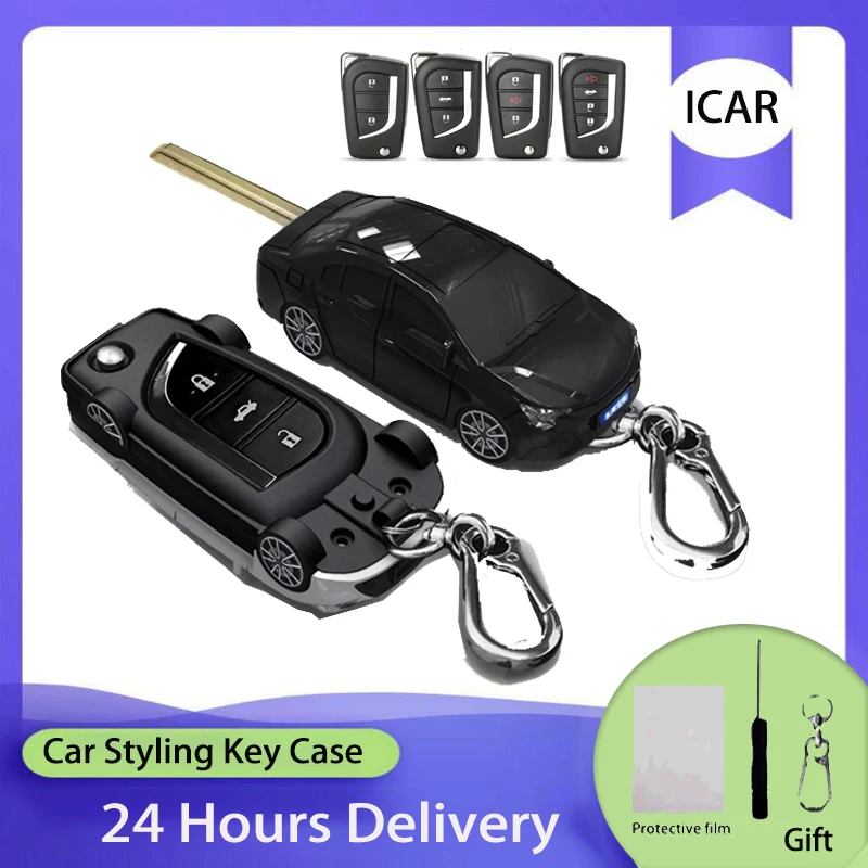 Icar Per Toyota Levin Car Key Case Per Toyota Auris Corolla Avensis Verso Yaris Aygo Scion Tc Im Remote Flip Folding Key Cover