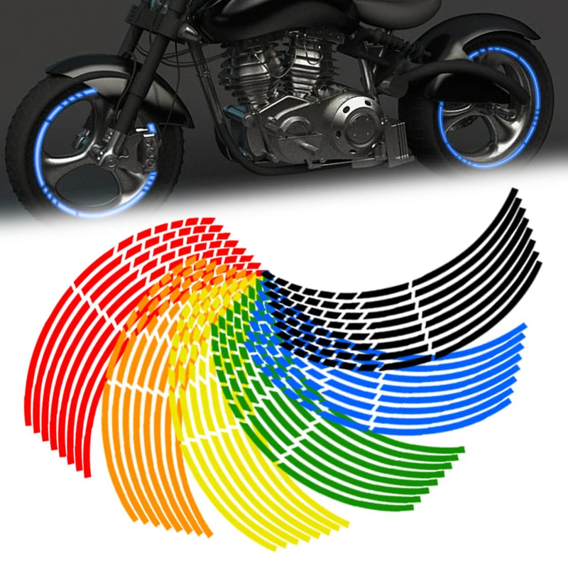 16Pcs/Set Car Motorcycle Wheel Tire Rim Reflective Stickers Auto Motorbike Night Safety Driving Sticker Decals Moto Accessories