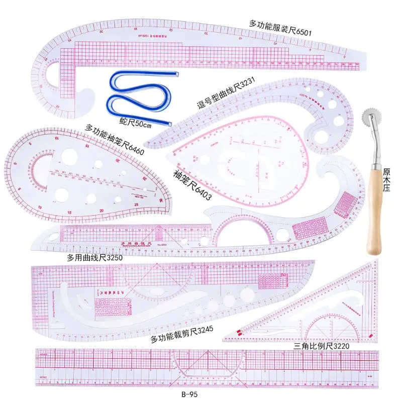 10 Pz/Set Righello Francese Righelli Da Taglio Yardstick Strumenti Per Cucire Misura Vestito