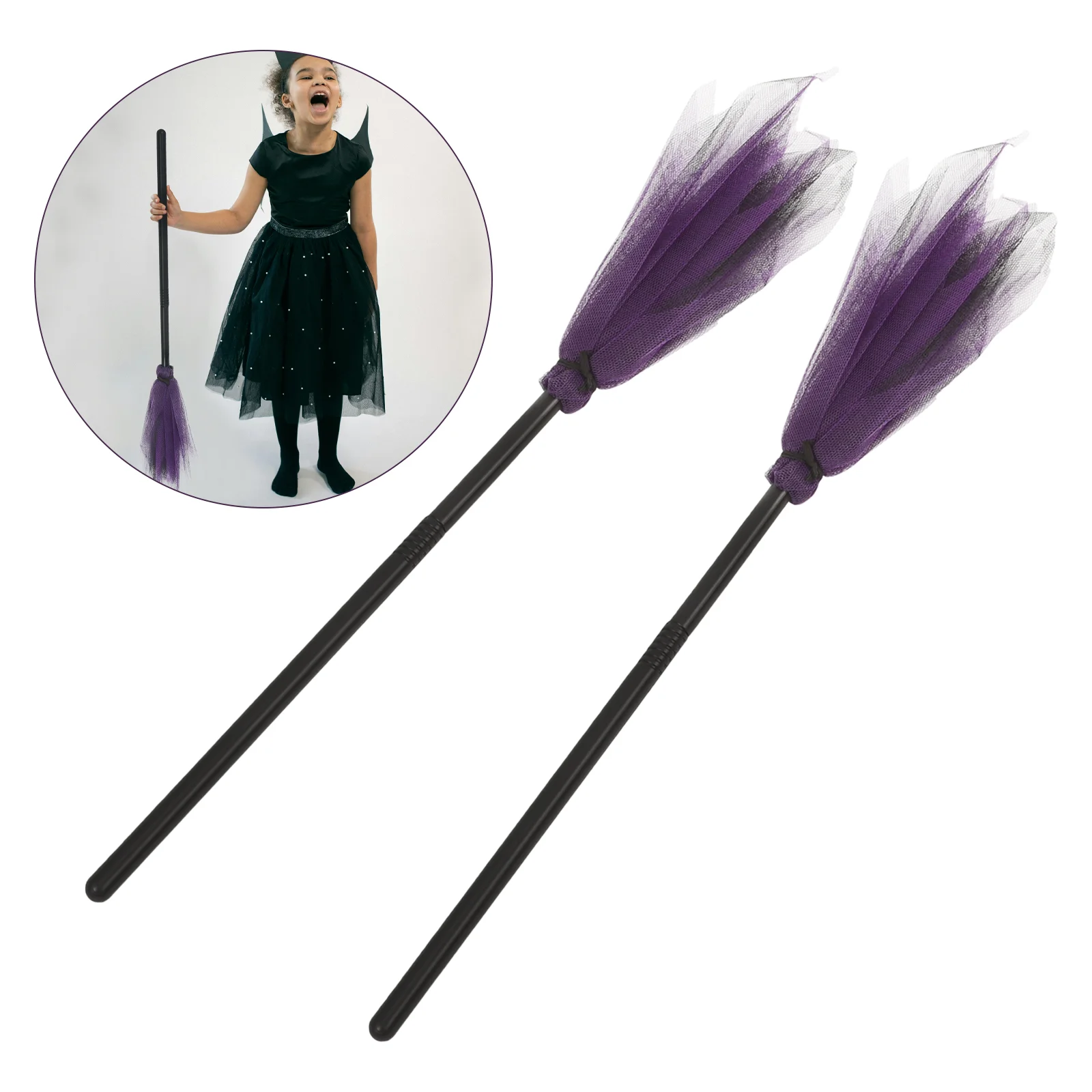 Fomiyes Halloween Witch Broom Plastic Witch Scopa Dress Up Costume Puntelli Wicked Witches Broom Halloween Cosplay
