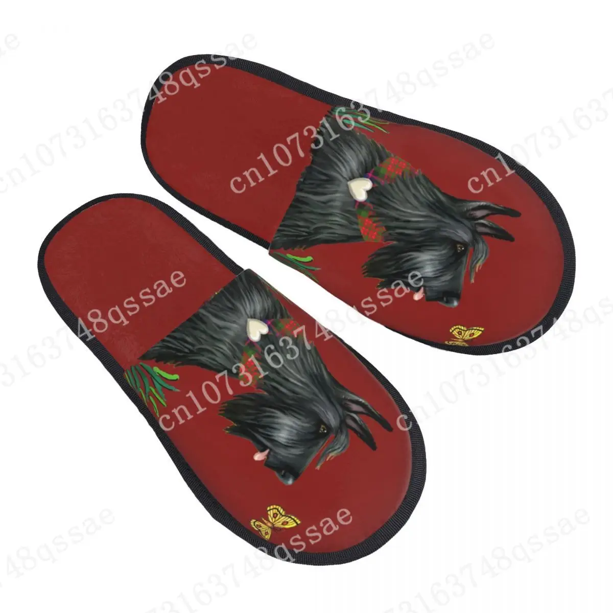 Scottish Terrier Watching A Butterfly Soft Scuff Memory Foam Pantofole Donna Scottie Dog Bedroom House Shoes