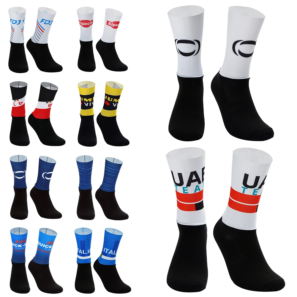 2022 Laser Quick Cut Ineos One Step Pair Alpecin Team Cycling Socks Antiscivolo Bike Bicycle Racing Miti Calzini Traspiranti