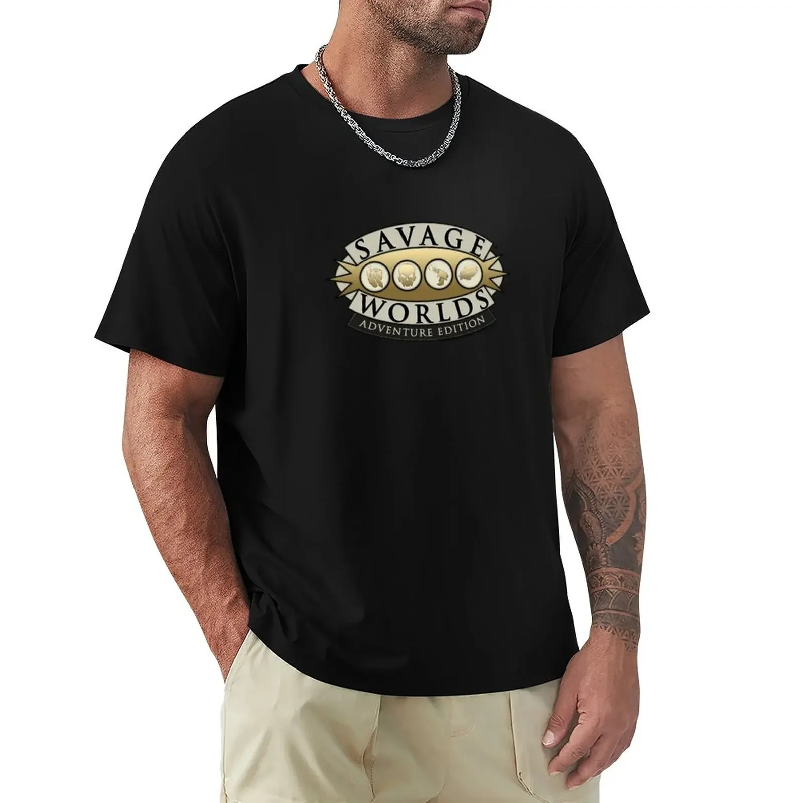 Savage Worlds Logo T-Shirt Appassionati Di Sport Vestiti Estetici T-Shirt Da Uomo Tinta Unita