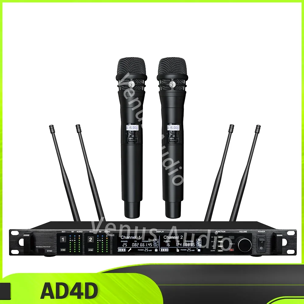 Ad4D Dual Channe Uhf Ture Diversity Microfono Wireless Digitale Ksm8 Ksm9 Axt100 Trasmettitore Stage Performace Karaoke Mic