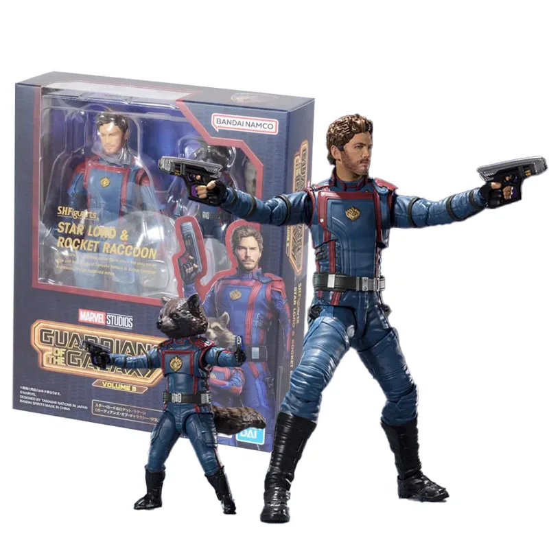 Bandai Genuine Figure Guardians Of The Galaxy Vol.3 Model Kit Shf Star Lord & Rocket Raccoon Collection Model Action Figure Toys