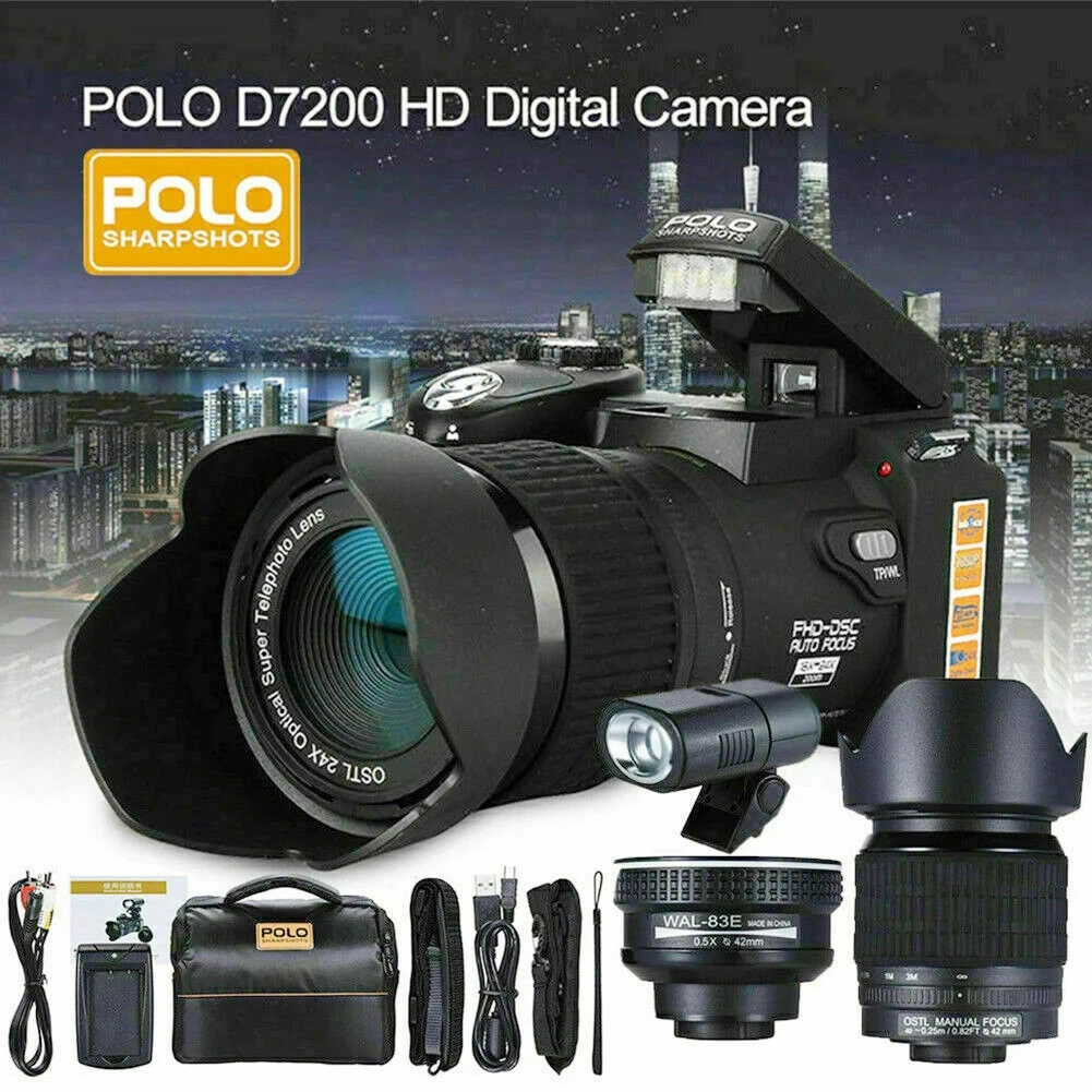 Fotocamera Professionale Digitale Hd Da 1300Mp Teleobiettivo 24X Grandangolare Micro Singola Batteria Al Litio Videocamera Esterna A Tre Obiettivi