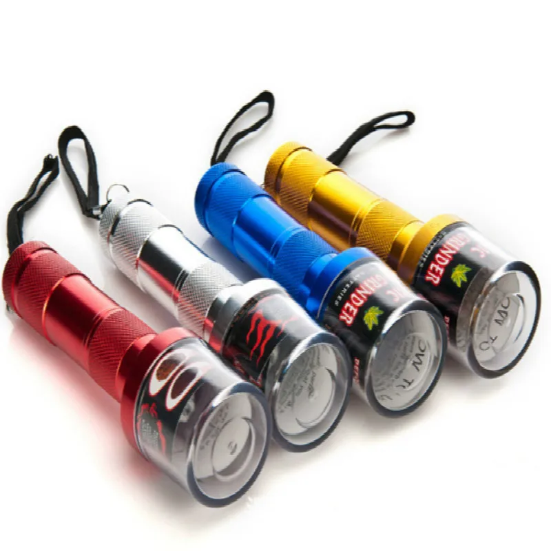 Creative Aluminum Alloy Electric Metal Cigarette Grinder Flashlight Broken Cigarette Smoker Smoking Accessories