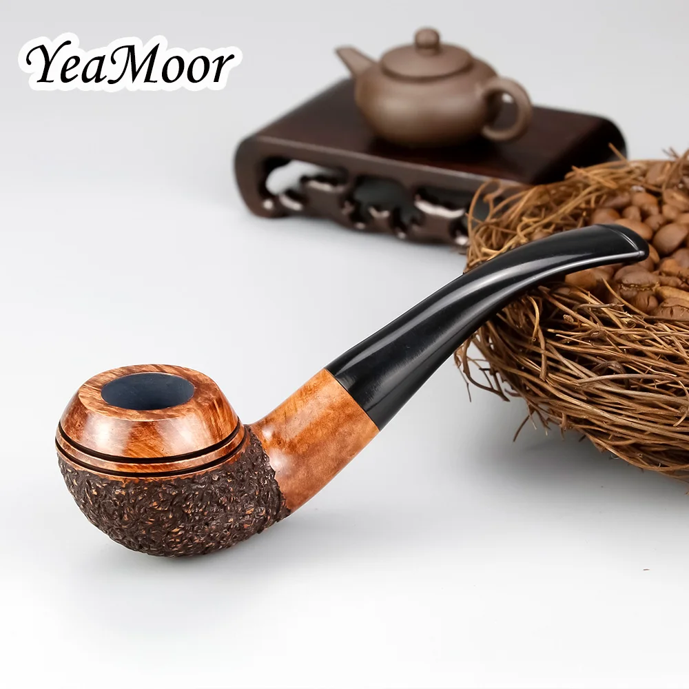 Classic Briar Wood Pipe 9Mm Filter Pipa Da Fumo Intagliata A Caso Briar Tabacco Pipe Vintage Bent Briar Pipe Set Di Strumenti Regalo