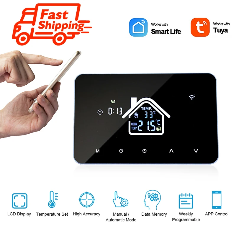 Tuya Wifi Smart Termostato Touch Screen Riscaldamento A Pavimento Elettrico Caldaia A Gas/Acqua Telecomando Per Alexa Google