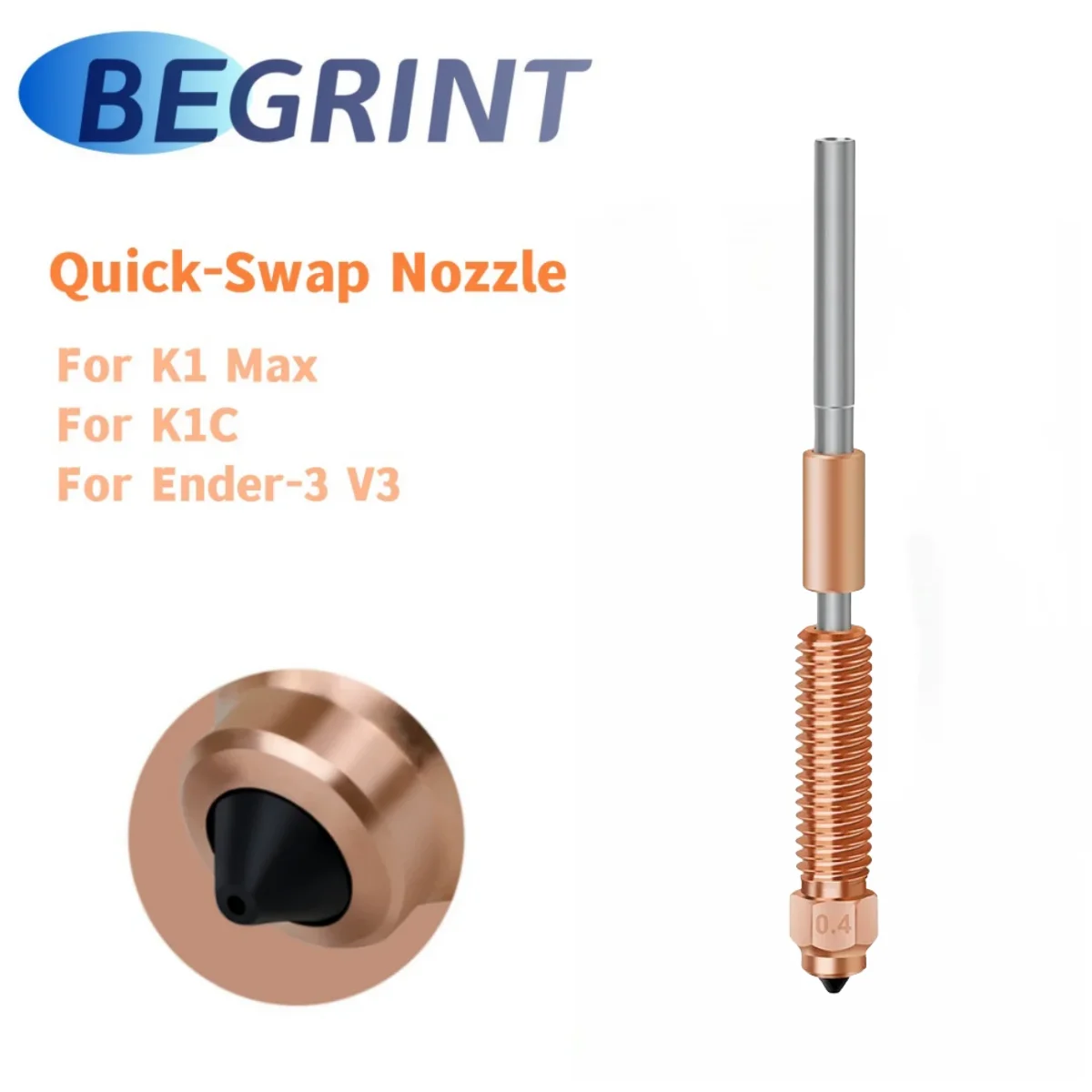 K1C Ugello A Scambio Rapido 0.4Mm 1 Pz Per Creality K1 Max K1C Ender-3 V3 Ugello In Acciaio Temprato Stampa Ad Alta Velocità Aggiornata